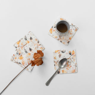 Fall Watercolor Linen Coasters Set of 4 