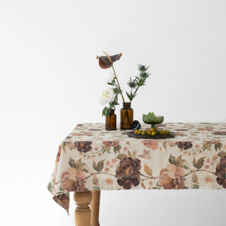 Vintage Roses Linen Tablecloth 