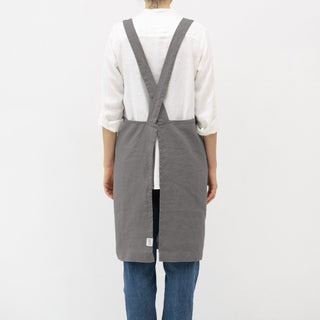 Stone Linen Crossback Apron 3