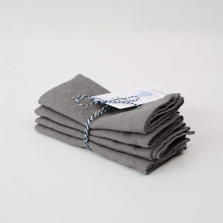 Zero Waste Stone Linen Napkins Set of 4 3