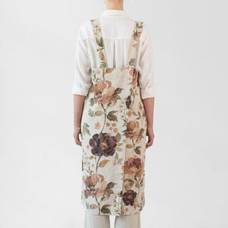 Vintage Roses Linen Pinafore Apron 3