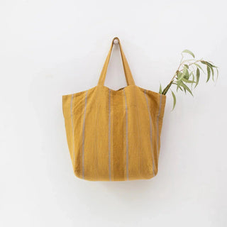 Amber Bronze Stripes Linen Big Bag - Linen Tales B2B 