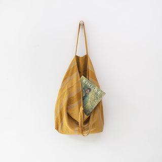 Amber Bronze Stripes Linen Big Bag - Linen Tales B2B 