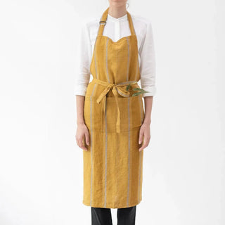 Amber Bronze Stripes Linen Chef Apron - Linen Tales B2B 