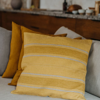 Amber Bronze Stripes Linen Cushion Cover - Linen Tales B2B 