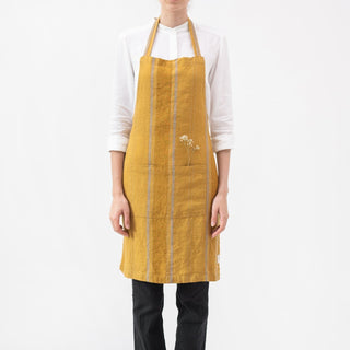 Amber Bronze Stripes Linen Daily Apron - Linen Tales B2B 