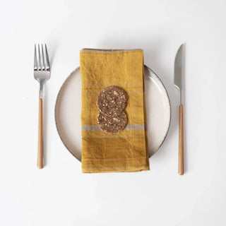 Amber Bronze Stripes Linen Napkins Set of 2 - Linen Tales B2B 