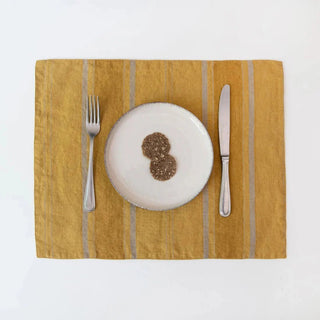 Amber Bronze Stripes Linen Placemat - Linen Tales B2B 