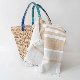 Amber Stripe Linen Beach Towel - Linen Tales B2B 