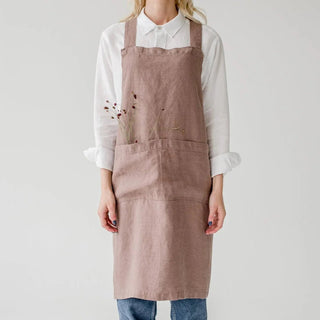 Ashes of Roses Linen Crossback Apron - Linen Tales B2B 