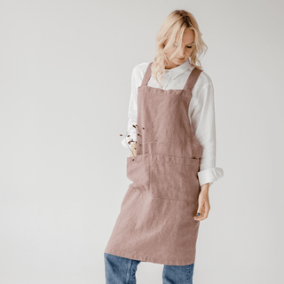 Ashes of Roses Linen Crossback Apron - Linen Tales B2B 5