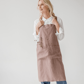 Ashes of Roses Linen Crossback Apron - Linen Tales B2B 4
