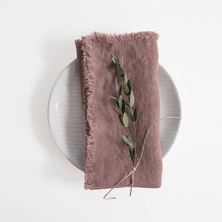 Ashes of Roses Linen Napkins with Fringes Set of 2 - Linen Tales B2B 