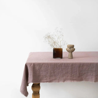 Ashes of Roses Linen Tablecloth with Fringes - Linen Tales B2B 