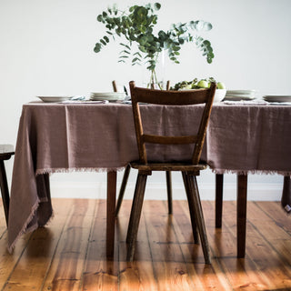 Ashes of Roses Linen Tablecloth with Fringes - Linen Tales B2B 