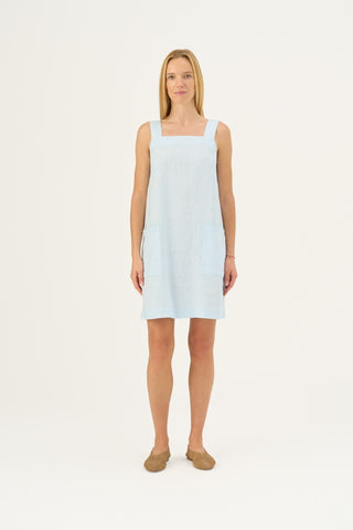 Baby Blue Linen Fughetta Dress - Linen Tales B2B 
