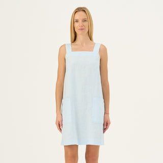 Baby Blue Linen Fughetta Dress - Linen Tales B2B 