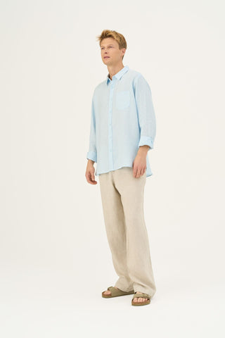 Baby Blue Linen Larch Shirt - Linen Tales Global 5
