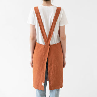 Baked Clay Linen Crossback Apron - Linen Tales B2B 