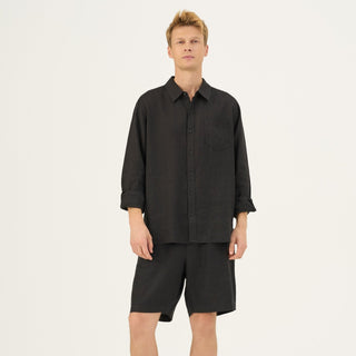 Black Linen Amabilis Shorts - Linen Tales B2B 