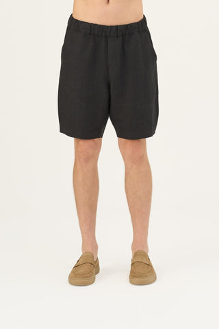 Black Linen Amabilis Shorts - Linen Tales B2B 