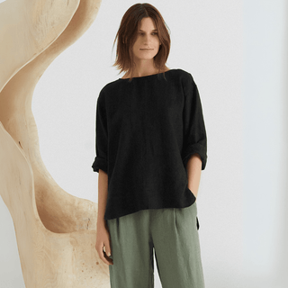 Black Linen Bilberry Top - Linen Tales B2B 