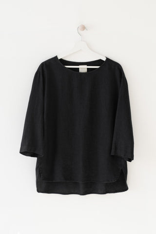 Black Linen Bilberry Top - Linen Tales B2B 
