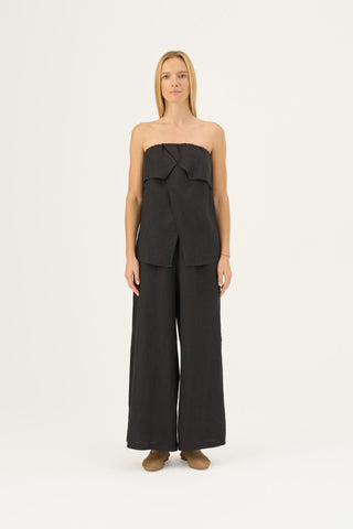 Black Linen Candela Top - Linen Tales B2B 