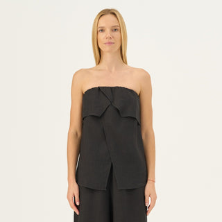 Black Linen Candela Top - Linen Tales B2B 