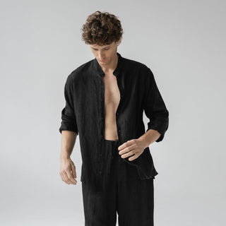 Black Linen Currant Loungewear Set - Linen Tales B2B 3