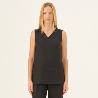 Black Linen Daffodil Top - Linen Tales B2B 
