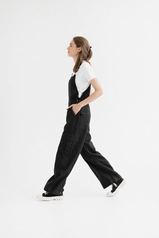 Black Linen Elm Overalls - Linen Tales B2B 3