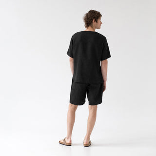 Black Linen Fern Pyjama Set - Linen Tales B2B 3
