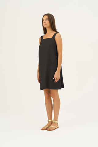 Black Linen Fughetta Dress - Linen Tales B2B 3