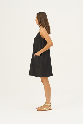 Black Linen Fughetta Dress - Linen Tales B2B 4
