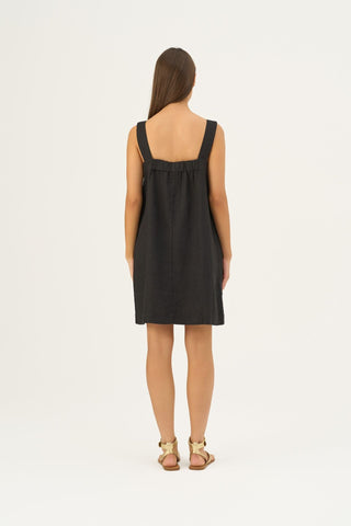 Black Linen Fughetta Dress - Linen Tales B2B 5