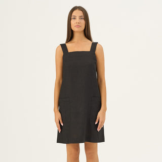 Black Linen Fughetta Dress - Linen Tales B2B 