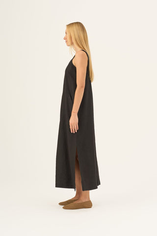 Black Linen Fugue Dress - Linen Tales B2B 3