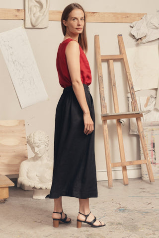 Black Linen Gardenia Skirt - Linen Tales 7