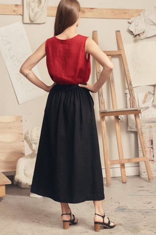 Black Linen Gardenia Skirt - Linen Tales 8