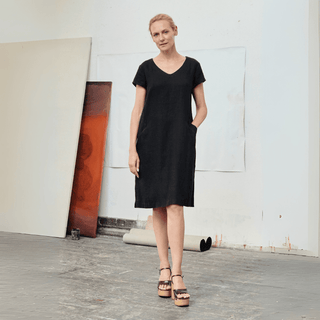 Black Linen Goldenrod Dress - Linen Tales B2B 