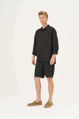 Black Linen Larch Shirt - Linen Tales B2B 7