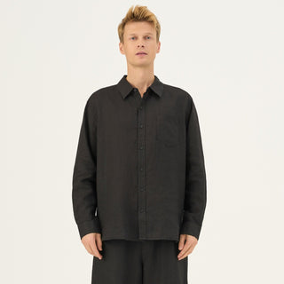 Black Linen Larch Shirt - Linen Tales B2B 