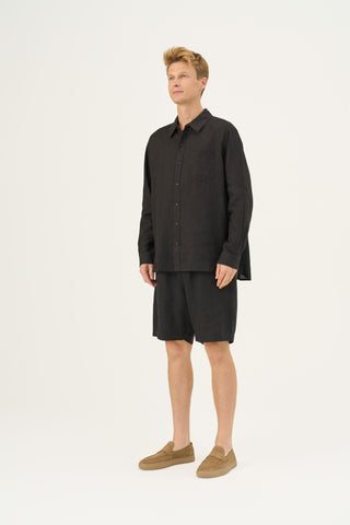 Black Linen Larch Shirt - Linen Tales B2B 