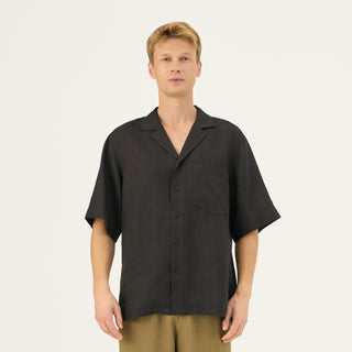 Black Linen Libertas Shirt - Linen Tales B2B 