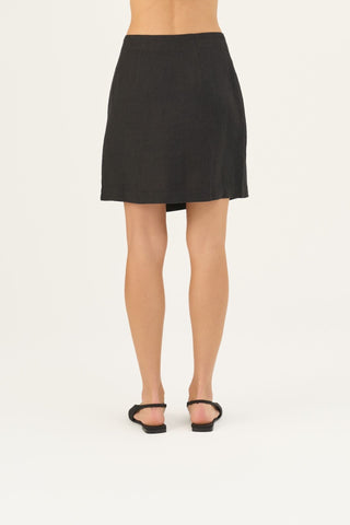 Black Linen Lumen Skirt - Linen Tales B2B 6