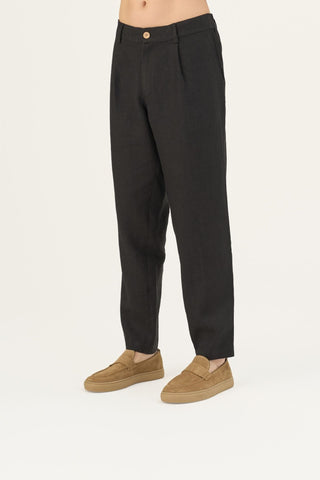 Black Linen Magnus Trousers - Linen Tales Global 3