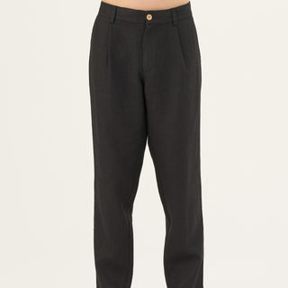 Black Linen Magnus Trousers - Linen Tales Global 