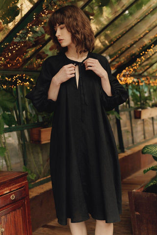 Black Linen Mahina Dress - Linen Tales B2B 