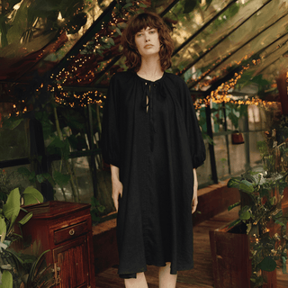 Black Linen Mahina Dress - Linen Tales B2B 